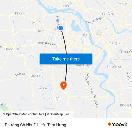 Phường Cổ Nhuế 1 to Tam Hưng map