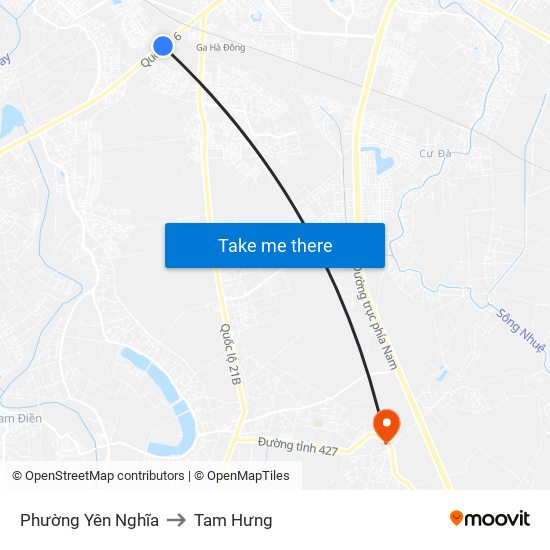 Phường Yên Nghĩa to Tam Hưng map