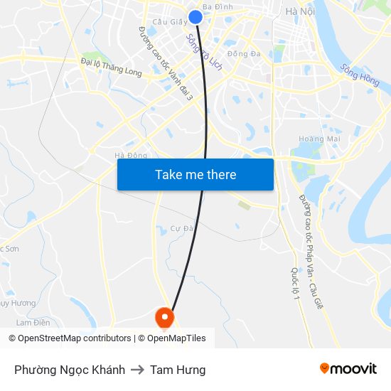 Phường Ngọc Khánh to Tam Hưng map