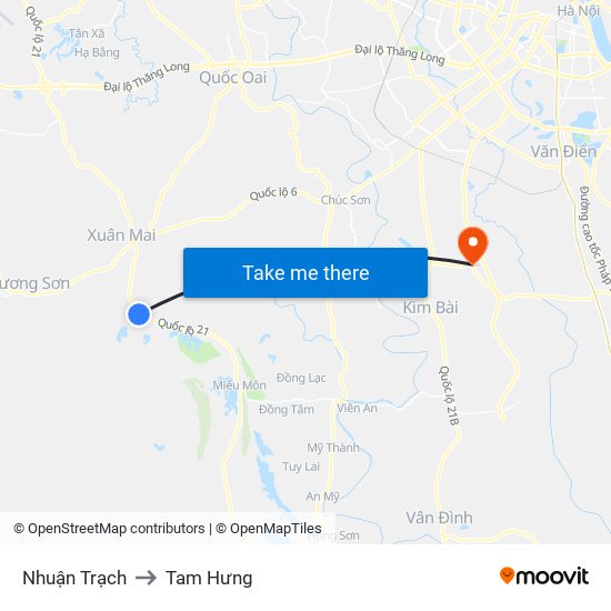 Nhuận Trạch to Tam Hưng map