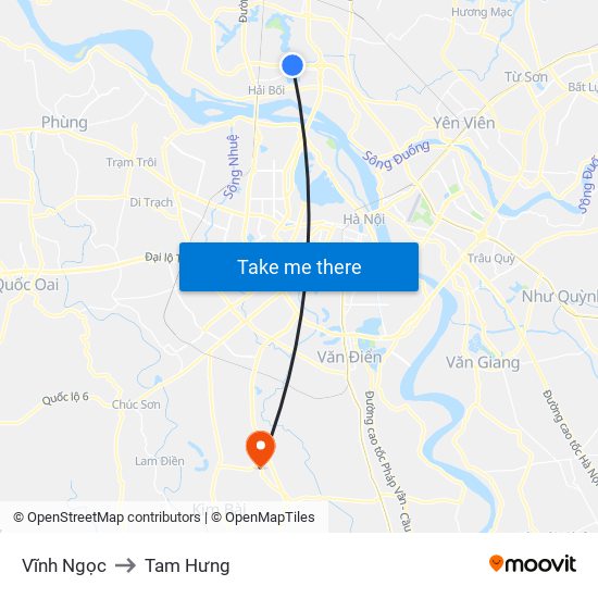 Vĩnh Ngọc to Tam Hưng map