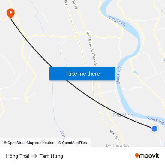 Hồng Thái to Tam Hưng map