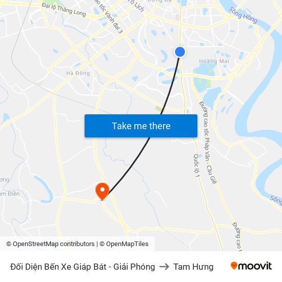 Đối Diện Bến Xe Giáp Bát - Giải Phóng to Tam Hưng map