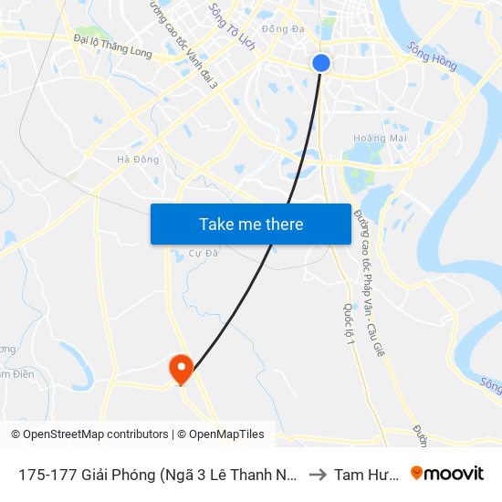 175-177 Giải Phóng (Ngã 3 Lê Thanh Nghị) to Tam Hưng map