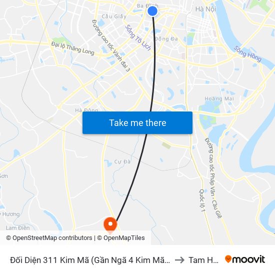 Đối Diện 311 Kim Mã (Gần Ngã 4 Kim Mã - Vạn Bảo) to Tam Hưng map