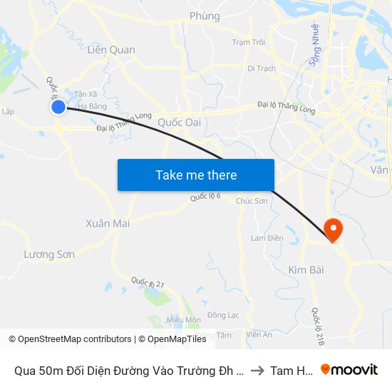 Qua 50m Đối Diện Đường Vào Trường Đh Fpt, Hòa Lạc to Tam Hưng map