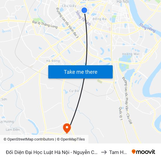 Đối Diện Đại Học Luật Hà Nội - Nguyễn Chí Thanh to Tam Hưng map