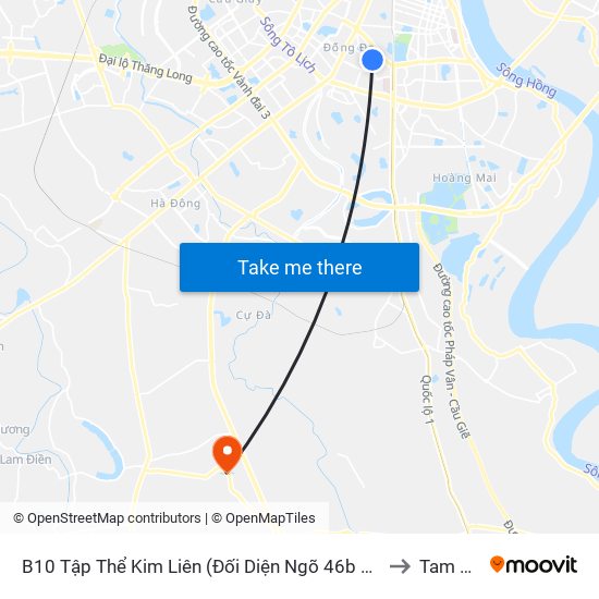 B10 Tập Thể Kim Liên (Đối Diện Ngõ 46b Phạm Ngọc Thạch) to Tam Hưng map