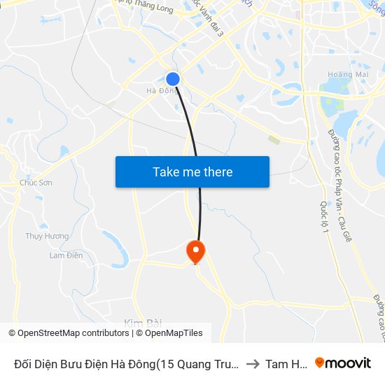 Đối Diện Bưu Điện Hà Đông(15 Quang Trung Hà Đông) to Tam Hưng map