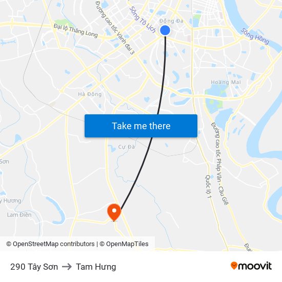 290 Tây Sơn to Tam Hưng map