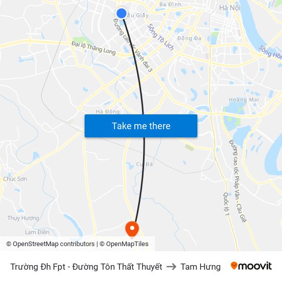 Trường Đh Fpt - Đường Tôn Thất Thuyết to Tam Hưng map