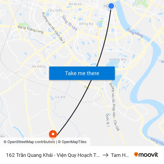 162 Trần Quang Khải - Viện Quy Hoạch Thủy Lợi to Tam Hưng map