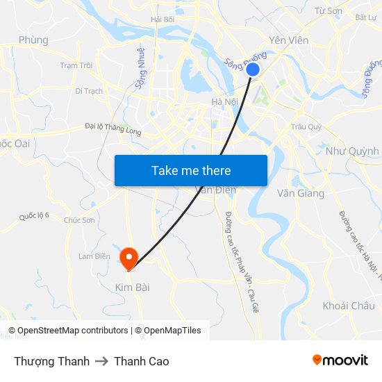 Thượng Thanh to Thanh Cao map