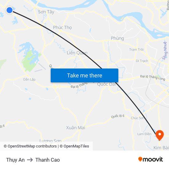 Thụy An to Thanh Cao map