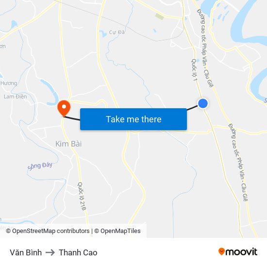 Văn Bình to Thanh Cao map