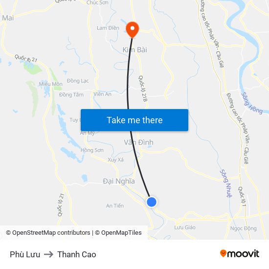 Phù Lưu to Thanh Cao map