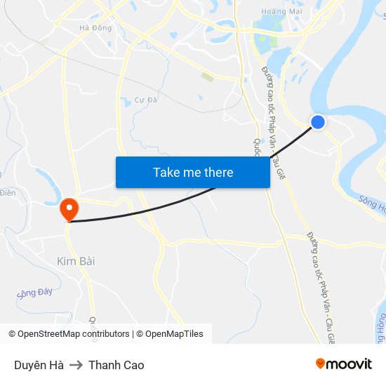 Duyên Hà to Thanh Cao map