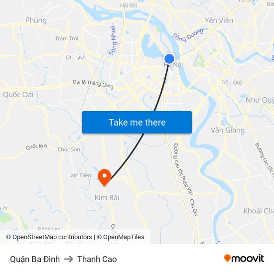Quận Ba Đình to Thanh Cao map