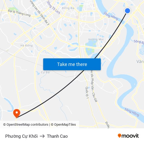 Phường Cự Khối to Thanh Cao map