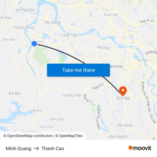 Minh Quang to Thanh Cao map