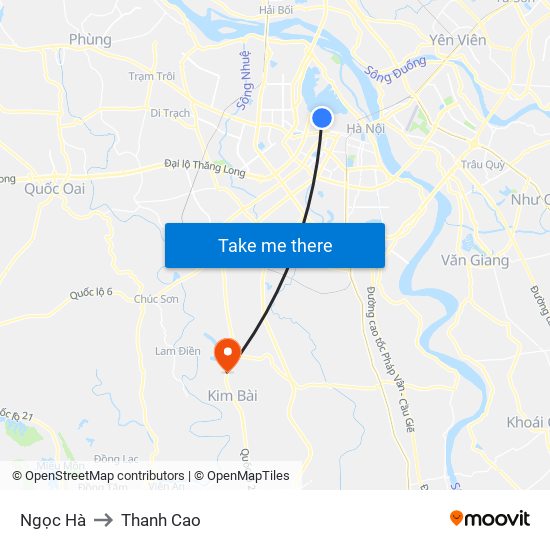 Ngọc Hà to Thanh Cao map