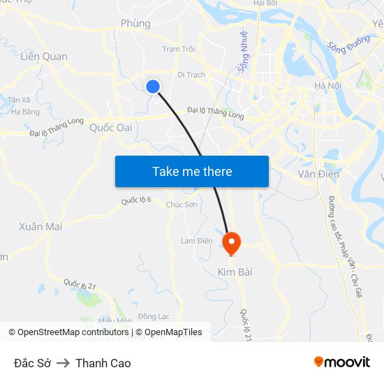 Đắc Sở to Thanh Cao map