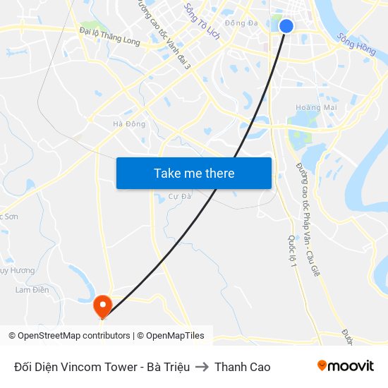 Đối Diện Vincom Tower - Bà Triệu to Thanh Cao map