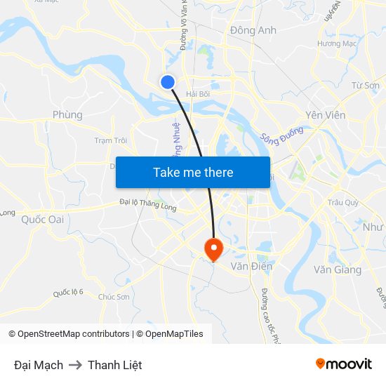 Đại Mạch to Thanh Liệt map
