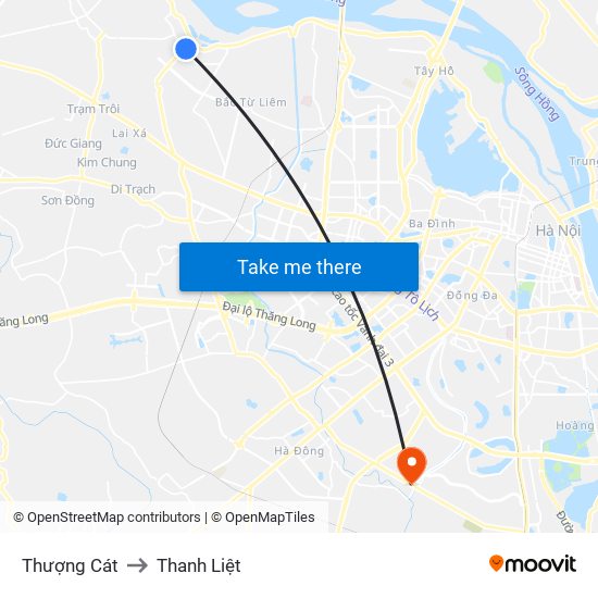 Thượng Cát to Thanh Liệt map