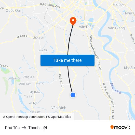 Phú Túc to Thanh Liệt map