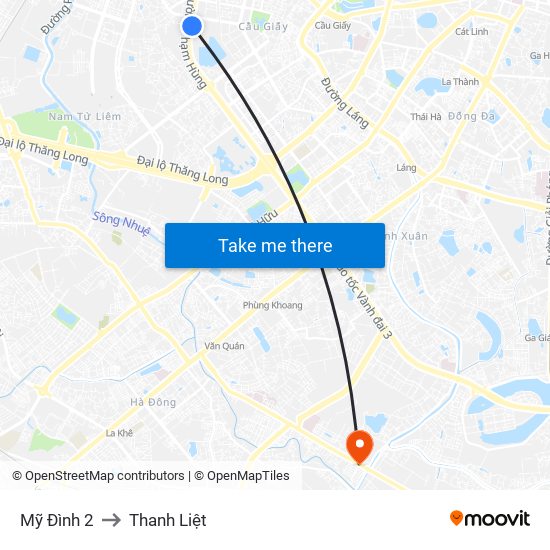 Mỹ Đình 2 to Thanh Liệt map
