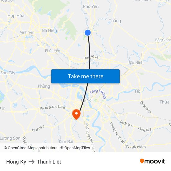 Hồng Kỳ to Thanh Liệt map