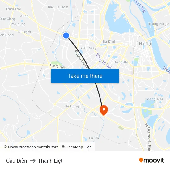 Cầu Diễn to Thanh Liệt map