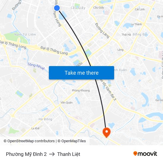 Phường Mỹ Đình 2 to Thanh Liệt map