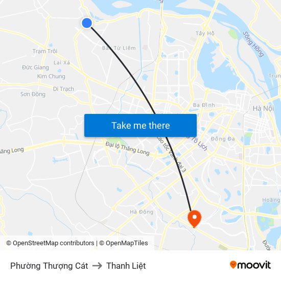 Phường Thượng Cát to Thanh Liệt map