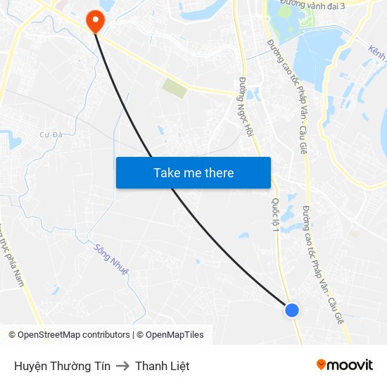 Huyện Thường Tín to Thanh Liệt map