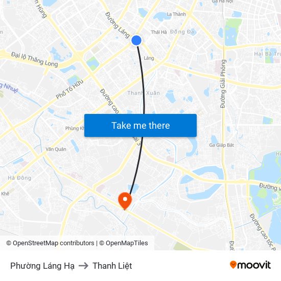 Phường Láng Hạ to Thanh Liệt map