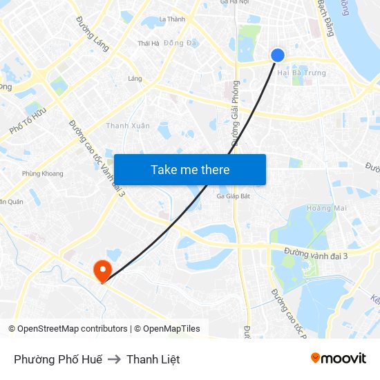 Phường Phố Huế to Thanh Liệt map