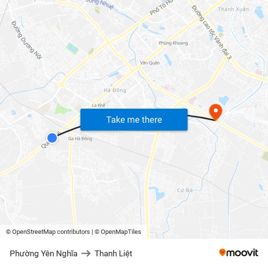 Phường Yên Nghĩa to Thanh Liệt map