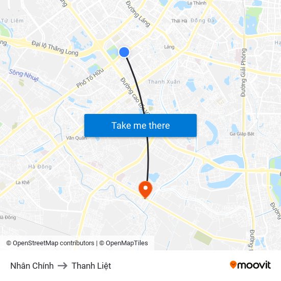 Nhân Chính to Thanh Liệt map
