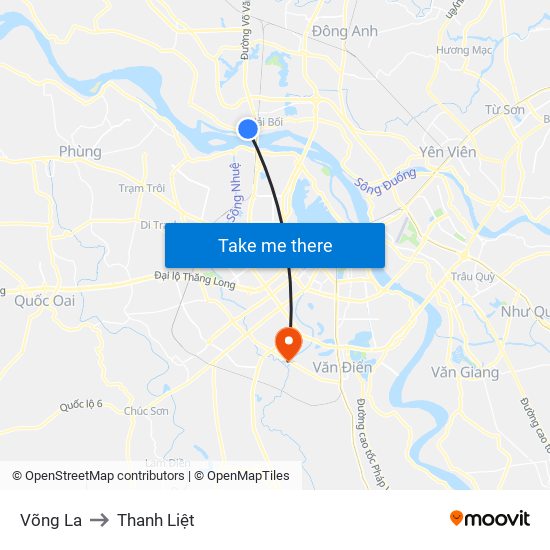 Võng La to Thanh Liệt map