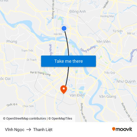 Vĩnh Ngọc to Thanh Liệt map