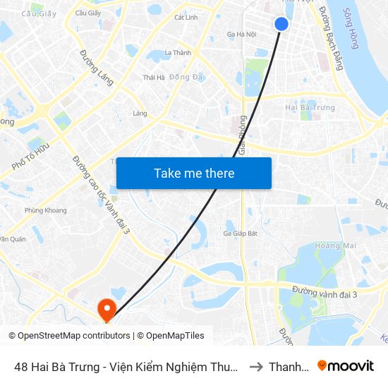 48 Hai Bà Trưng - Viện Kiểm Nghiệm Thuốc Trung Ương to Thanh Liệt map