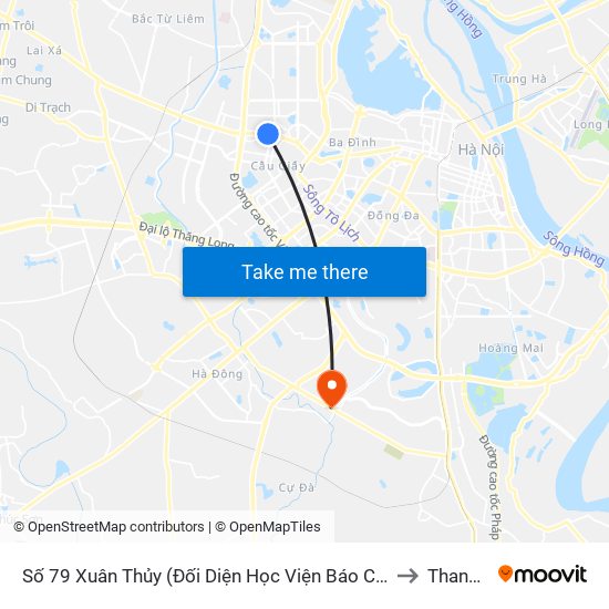 Số 79 Xuân Thủy (Đối Diện Học Viện Báo Chí Và Tuyên Truyền) to Thanh Liệt map