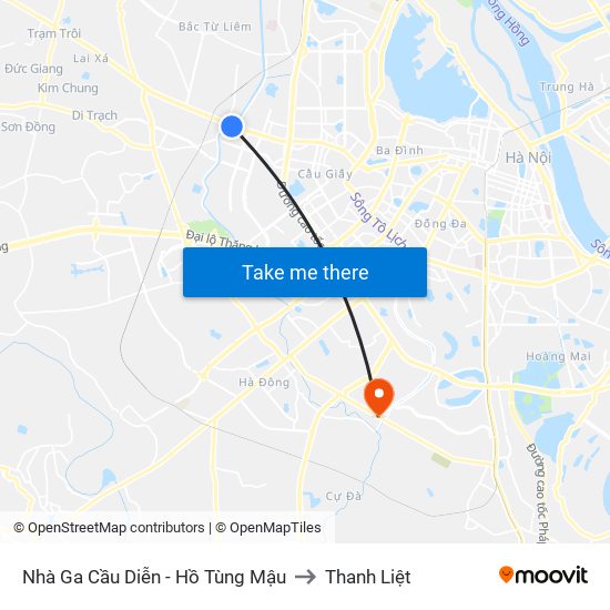 Nhà Ga Cầu Diễn - Hồ Tùng Mậu to Thanh Liệt map