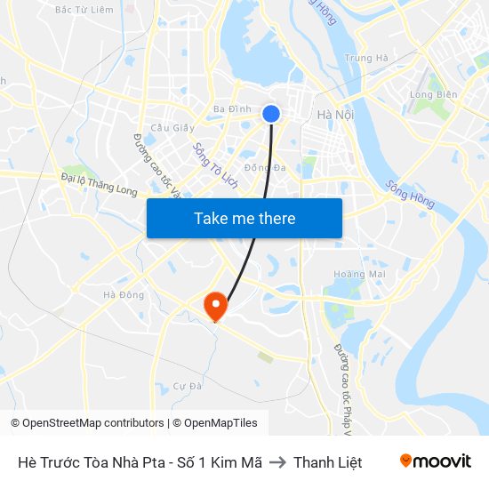 Hè Trước Tòa Nhà Pta - Số 1 Kim Mã to Thanh Liệt map