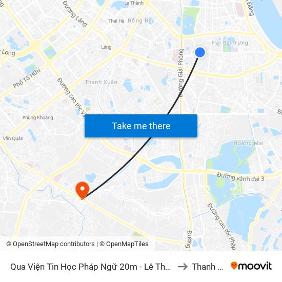 Qua Viện Tin Học Pháp Ngữ 20m - Lê Thanh Nghị to Thanh Liệt map