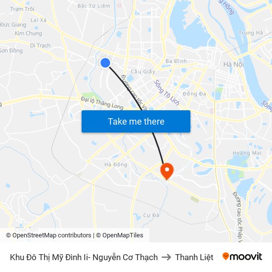 Khu Đô Thị Mỹ Đình Ii- Nguyễn Cơ Thạch to Thanh Liệt map