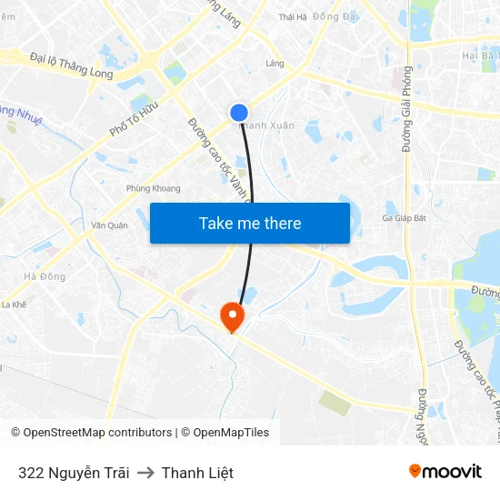 322 Nguyễn Trãi to Thanh Liệt map