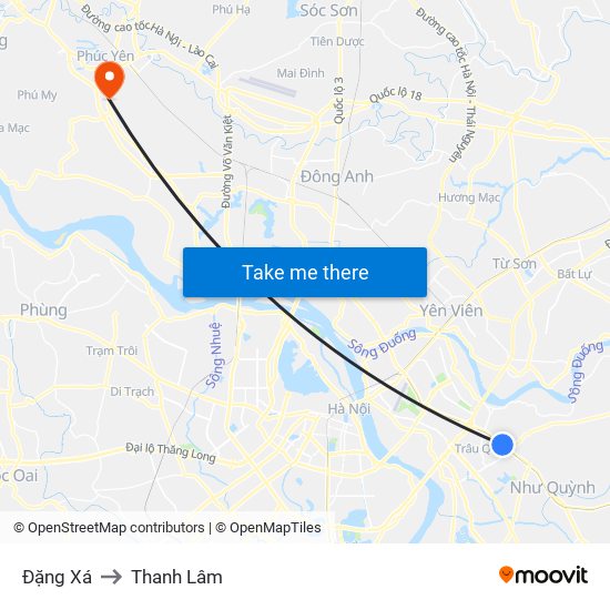 Đặng Xá to Thanh Lâm map